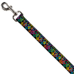 Dog Leash - Peace Hearts Stacked Black/Neon