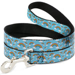 Dog Leash - Rainbows Scattered Blue