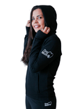 Load image into Gallery viewer, Dog Mom Adventures Full Zip Hooded Jacket - Black. 
