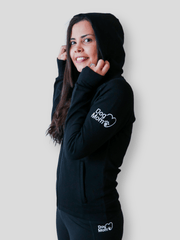 Dog Mom Adventures Full Zip Hooded Jacket - Black. 