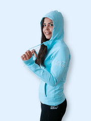 Dog Mom Adventures Full Zip Hooded Jacket - Blue 