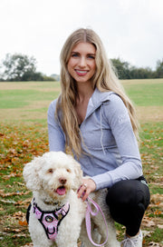 Dog Mom Adventures Full Zip Hooded Jacket - Grey 