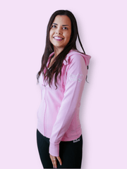 Dog Mom Adventures Full Zip Hooded Jacket - Pink 