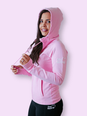 Dog Mom Adventures Full Zip Hooded Jacket - Pink 
