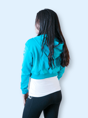 Dog Mom Crop Top Hoodie - Aqua 