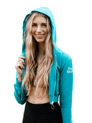 Dog Mom Crop Top Hoodie - Aqua 