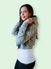 Dog Mom Crop Top Hoodie - Army Green 