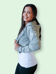 Dog Mom Crop Top Hoodie - Army Green 