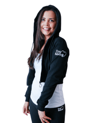 Dog Mom Crop Top Hoodie - Black 