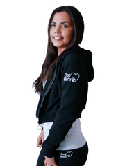 Dog Mom Crop Top Hoodie - Black 