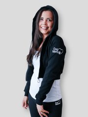 Dog Mom Crop Top Hoodie - Black 