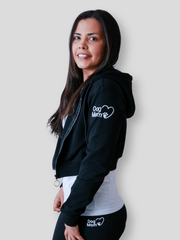 Dog Mom Crop Top Hoodie - Black 