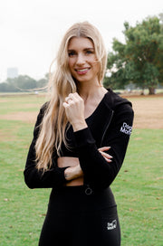 Dog Mom Crop Top Hoodie - Black 