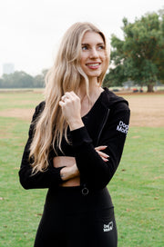 Dog Mom Crop Top Hoodie - Black 