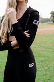 Dog Mom Crop Top Hoodie - Black 
