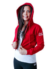 Dog Mom Crop Top Hoodie - Burgundy