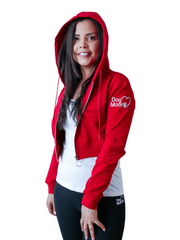 Dog Mom Crop Top Hoodie - Burgundy 