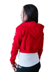 Dog Mom Crop Top Hoodie - Burgundy 