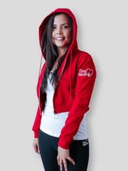 Dog Mom Crop Top Hoodie - Burgundy 