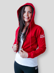 Dog Mom Crop Top Hoodie - Burgundy 