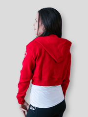 Dog Mom Crop Top Hoodie - Burgundy 