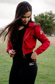 Dog Mom Crop Top Hoodie - Burgundy 