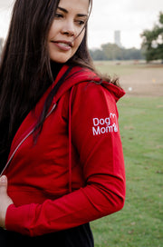 Dog Mom Crop Top Hoodie - Burgundy 