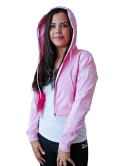 Dog Mom Crop Top Hoodie - Pink 