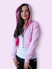 Dog Mom Crop Top Hoodie - Pink 