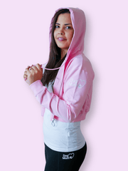 Dog Mom Crop Top Hoodie - Pink 