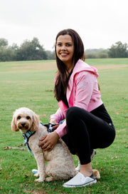 Dog Mom Crop Top Hoodie - Pink 