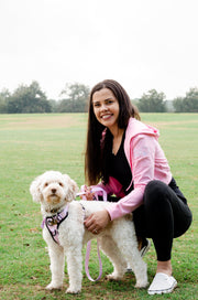 Dog Mom Crop Top Hoodie - Pink 