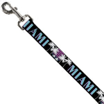 Dog Leash - MIAMI/Palm Trees Black/White/Pink//Teal