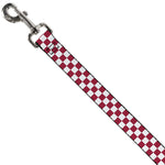 Dog Leash - Checker Crimson/White