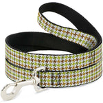 Dog Leash - Houndstooth White/Green/Brown