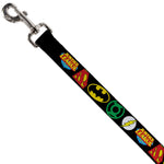 Dog Leash - Justice League Superhero Logos CLOSE-UP Black