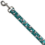 Dog Leash - Multi Panda w/Sunglasses Stripe Turquoise/Black
