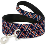 Dog Leash - Plaid X3 Navy/Orange/White