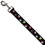 Dog Leash - Cupcake Sprinkles Black/Multi Color