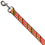 Dog Leash - Hot Dogs Buffalo Plaid White/Red